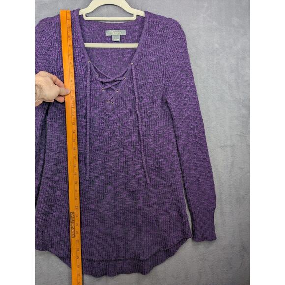 Natural Reflections Knit Sweater Women Small Purple Lace-Up - Picture 4 of 9
